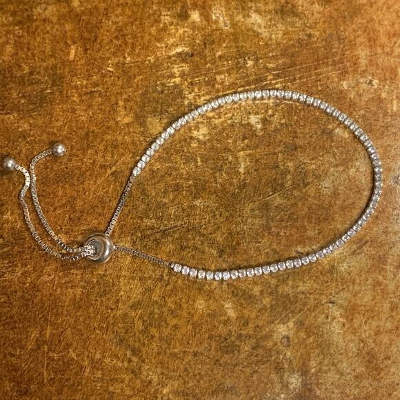 Silver and CZ Adjustable Tennis Bracelet - Picture 7 of 7